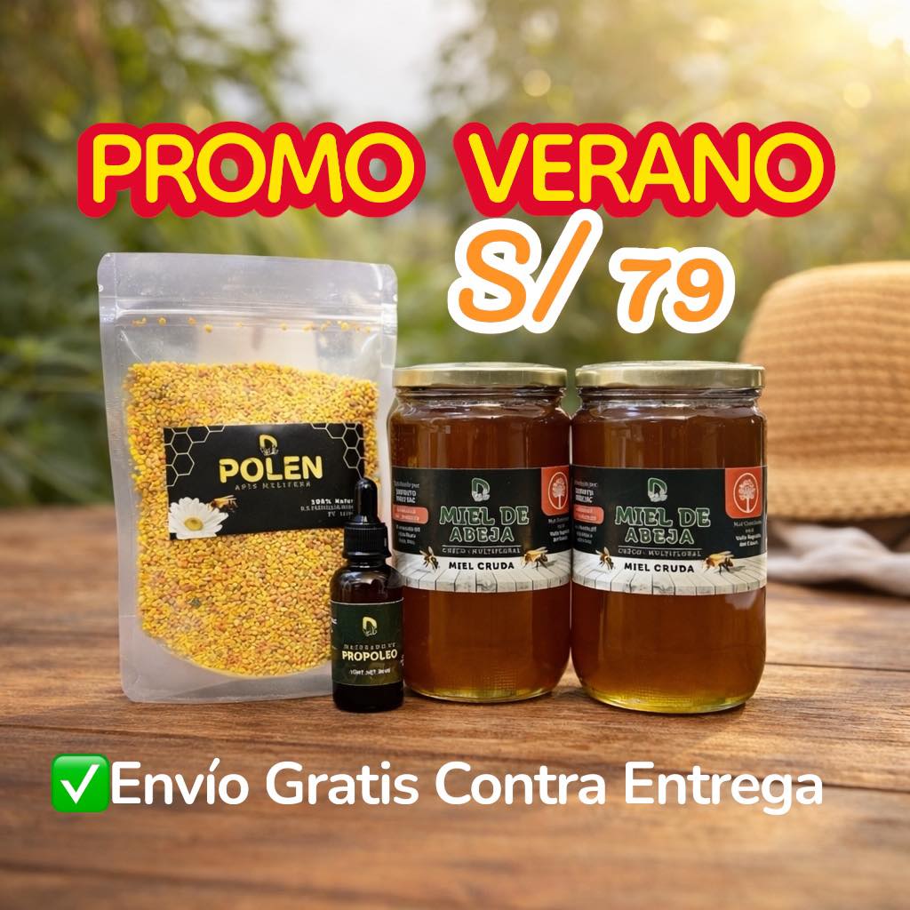 Pack Verano 2 Kg Miel + 250 gr Polen + 30ml  Propóleo